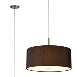 Baymont Satin Nickel 5 Light E27 Single Pendant With 60cm x 22cm Faux Silk Shade, Black/White Laminate - thumbnail 1