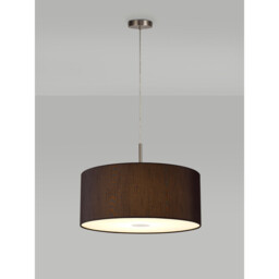 Baymont Satin Nickel 5 Light E27 Single Pendant With 60cm x 22cm Faux Silk Shade, Black/White Laminate - thumbnail 2