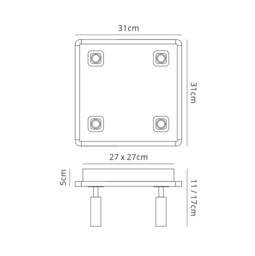 Ibiza Ceiling Spotlight  4 Head with Backlit Light 4x5W+20W LED Square White, 3000lm, 4000K - thumbnail 2