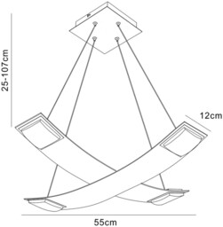 Thea Ceiling Pendant 4 Light 28W LED 3000K, 2520lm, Satin Aluminium, Frosted Acrylic - thumbnail 2