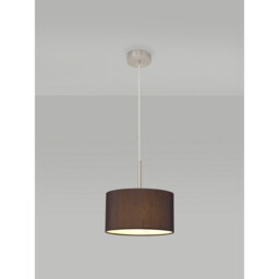 Baymont Satin Nickel E27 Single Pendant With 30cm x 17cm Faux Silk Shade, Black/White Laminate - thumbnail 2