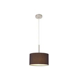 Baymont Satin Nickel E27 Single Pendant With 30cm x 17cm Faux Silk Shade, Black/White Laminate - thumbnail 5