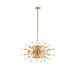 Noon Oval Pendant 12 Light E14 Antique Gold/Clear Glass - thumbnail 1