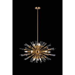 Noon Oval Pendant 12 Light E14 Antique Gold/Clear Glass - thumbnail 2