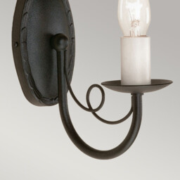 Minster 1 Light Indoor Candle Wall Light Black, E14 - thumbnail 2