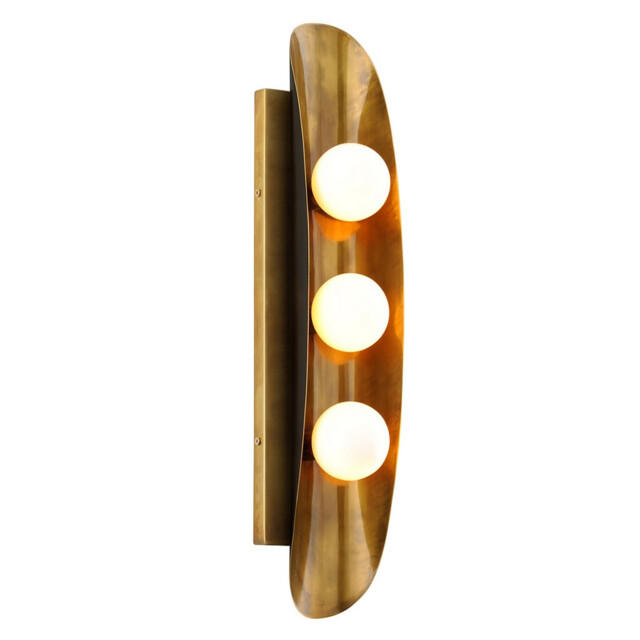 Hopper 3 Light Wall Sconce Vintage Brass Bronze Accents, Glass