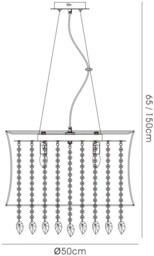 Niki Ceiling Pendant 4 Light with Brown Shade Polished Chrome, Coffee Crystal - thumbnail 3