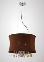 Niki Ceiling Pendant 4 Light with Brown Shade Polished Chrome, Coffee Crystal - thumbnail 2