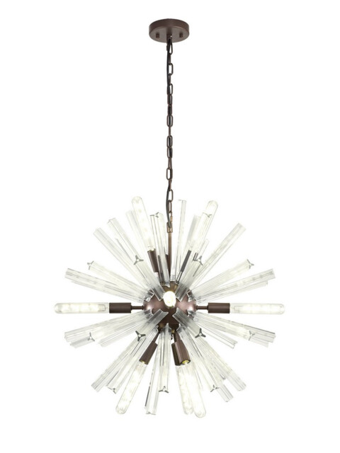 Hornby 10 Light E14, Round Pendant Brown Oxide , Clear Glass - image 1