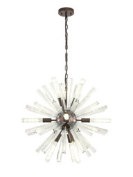 Hornby 10 Light E14, Round Pendant Brown Oxide , Clear Glass - thumbnail 1
