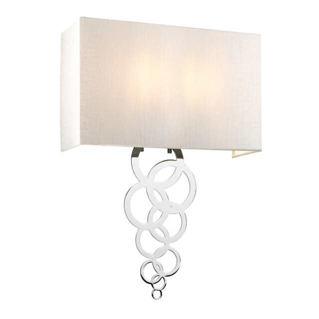 Rosa Large 2 Light Wall Light, Polished Chrome, Ivory Faux Silk Shade - image 1
