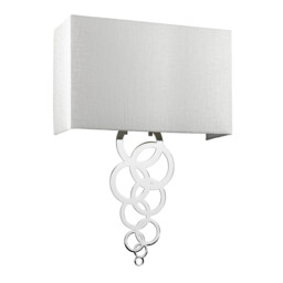 Rosa Large 2 Light Wall Light, Polished Chrome, Ivory Faux Silk Shade - thumbnail 2