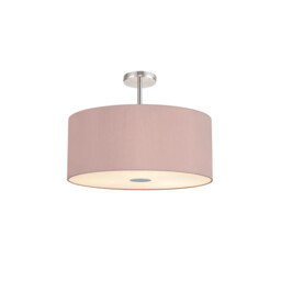 Baymont Polished Chrome 5 Light E27 Semi Flush Fixture With 60cm x 22cm Dual Faux Silk Shade, Taupe/Halo Gold