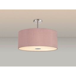 Baymont Polished Chrome 5 Light E27 Semi Flush Fixture With 60cm x 22cm Dual Faux Silk Shade, Taupe/Halo Gold - thumbnail 2