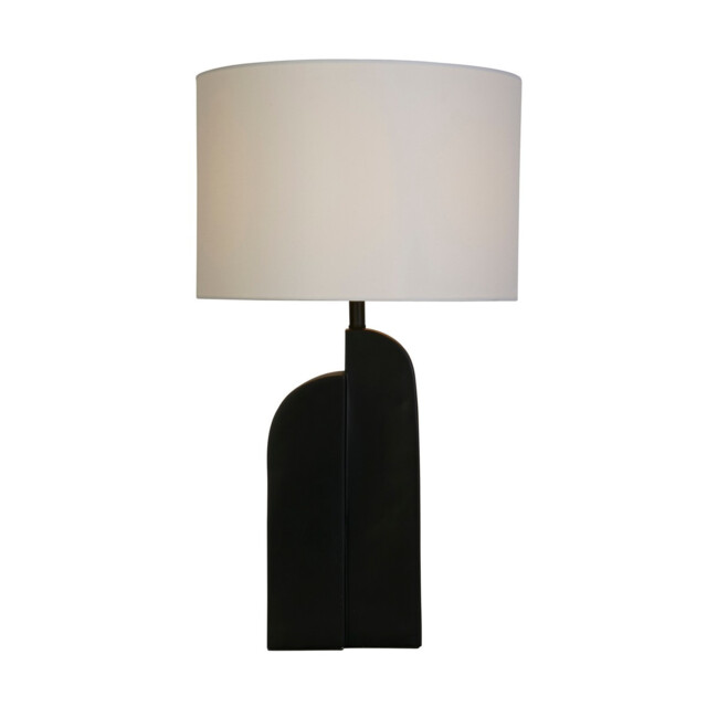 Perth Table Lamp, Matt Black Resin & White Linen Shade - image 1