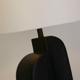 Perth Table Lamp, Matt Black Resin & White Linen Shade - thumbnail 3