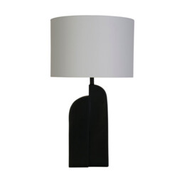 Perth Table Lamp, Matt Black Resin & White Linen Shade - thumbnail 2