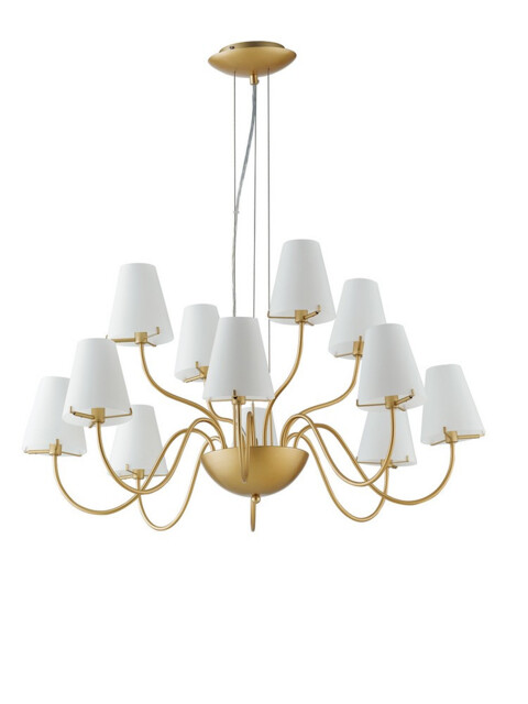 CANTO 2 Light Chandeliers with Shades Gold 83x40.5cm