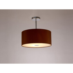 Baymont Polished Chrome E27 Semi Flush With 40cm x 18cm Dual Faux Silk Shade, Raw Cocoa/Grecian Bronze - thumbnail 2