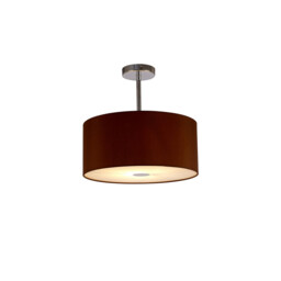 Baymont Polished Chrome E27 Semi Flush With 40cm x 18cm Dual Faux Silk Shade, Raw Cocoa/Grecian Bronze