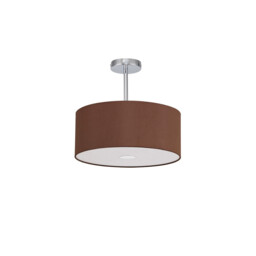 Baymont Polished Chrome E27 Semi Flush With 40cm x 18cm Dual Faux Silk Shade, Raw Cocoa/Grecian Bronze - thumbnail 5
