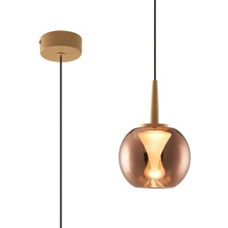Andromeda Single Pendant, 5W LED, 3000K, 500lm, Light Gold/Copper/Frosted 3yrs Warranty - thumbnail 1