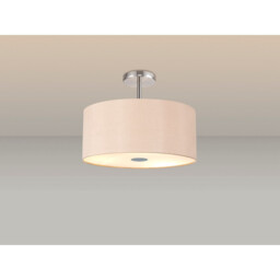 Baymont Polished Chrome 5 Light E27 Drop Flush With 40cm x 18cm Dual Faux Silk Shade, Antique Gold/Ruby - thumbnail 2