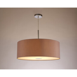 Baymont Polished Chrome E27 Single Pendant With 60cm x 22cm Dual Faux Silk Shade, Taupe/Halo Gold - thumbnail 2