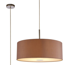 Baymont Polished Chrome E27 Single Pendant With 60cm x 22cm Dual Faux Silk Shade, Taupe/Halo Gold