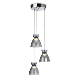 Royale 3 Light Cluster Chrome with Smoked Decorative Glass 3xLED 993lm 3000K