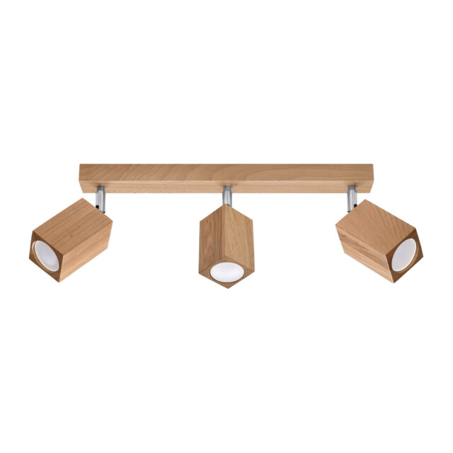 Keke Oak Square Ceiling Spotlight Bar Wood, 3x GU10 - image 1