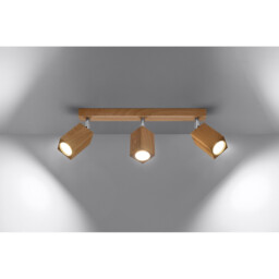 Keke Oak Square Ceiling Spotlight Bar Wood, 3x GU10 - thumbnail 3