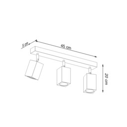 Keke Oak Square Ceiling Spotlight Bar Wood, 3x GU10 - thumbnail 5