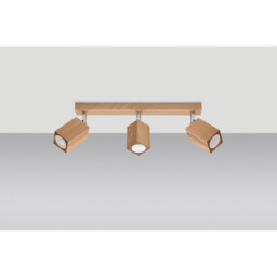 Keke Oak Square Ceiling Spotlight Bar Wood, 3x GU10 - thumbnail 2