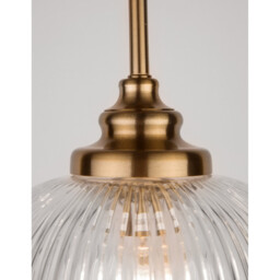 Mond 18cm Dome Pendant Ceiling Light Satin Gold Metal Clear Glass LED E14 - thumbnail 5