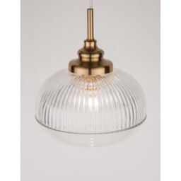 Mond 18cm Dome Pendant Ceiling Light Satin Gold Metal Clear Glass LED E14 - thumbnail 3