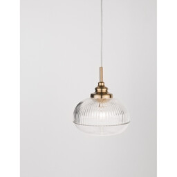Mond 18cm Dome Pendant Ceiling Light Satin Gold Metal Clear Glass LED E14 - thumbnail 2