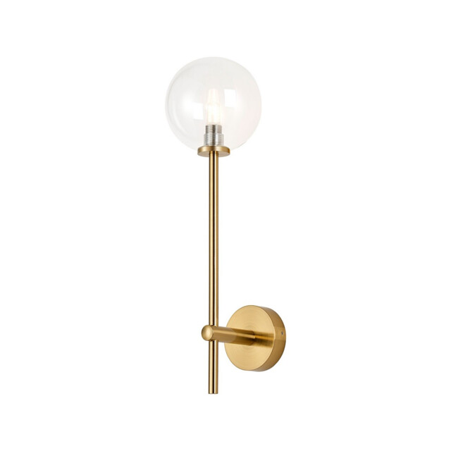 Tivoli Tall Arm Wall Light, 1 Light G9, IP44, Brass Gold/Clear Smooth Round Glass - image 1