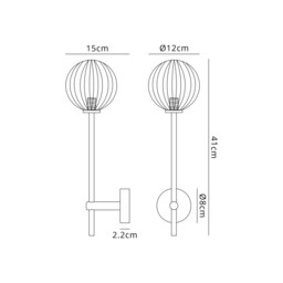 Tivoli Tall Arm Wall Light, 1 Light G9, IP44, Brass Gold/Clear Smooth Round Glass - thumbnail 2