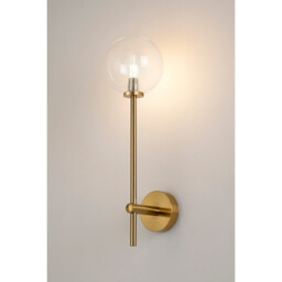 Tivoli Tall Arm Wall Light, 1 Light G9, IP44, Brass Gold/Clear Smooth Round Glass - thumbnail 3