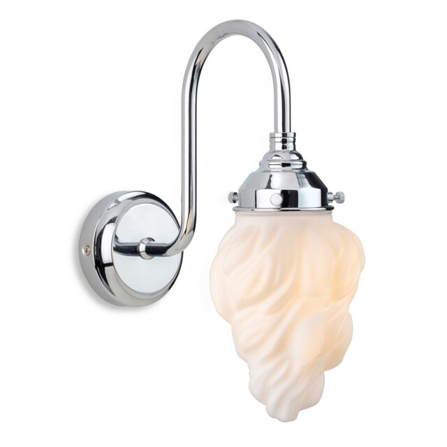 Flame Wall Light Chrome with White Glass IP44