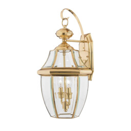 Newbury 2 Light Outdoor Large Wall Lantern Light Polished Brass IP44, E14