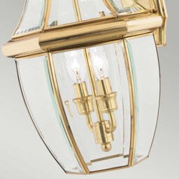 Newbury 2 Light Outdoor Large Wall Lantern Light Polished Brass IP44, E14 - thumbnail 3