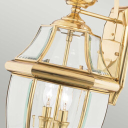 Newbury 2 Light Outdoor Large Wall Lantern Light Polished Brass IP44, E14 - thumbnail 2