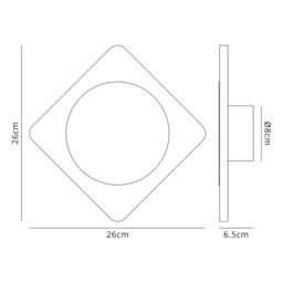 Altona Magnetic Base Wall Lamp, 12W LED 3000K 498lm, 15cm Round 19cm Diamond Centre, Coffee, Acrylic Frosted Diffuser - thumbnail 2