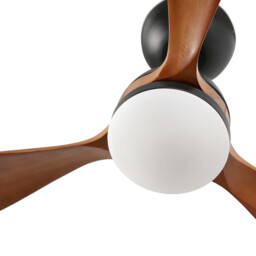 Poros Large 3 Blade Ceiling Fan Matt Black, Walnut with Light 2700K - thumbnail 5