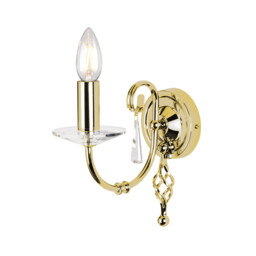 Aegean 1 Light Indoor Candle Wall Light Polished Brass, E14 - thumbnail 1