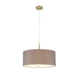 Baymont Antique Brass E27 Single Pendant With 50cm x 20cm Faux Silk Shade, Grey/White Laminate - thumbnail 5