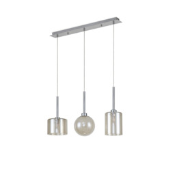 Baldwin Linear Pendant 2m, 3 x G9, Polished Chrome/Cognac/Frosted Type B,C,G Shade - thumbnail 5