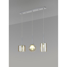 Baldwin Linear Pendant 2m, 3 x G9, Polished Chrome/Cognac/Frosted Type B,C,G Shade - thumbnail 3